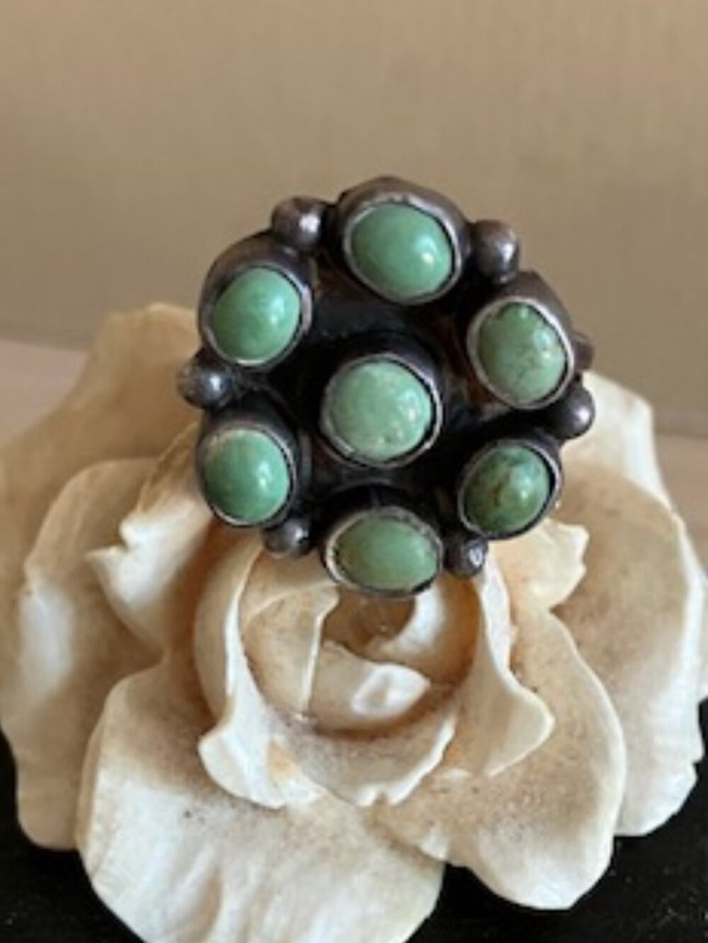 Vintage Native American Green Turquoise Sterling Ring